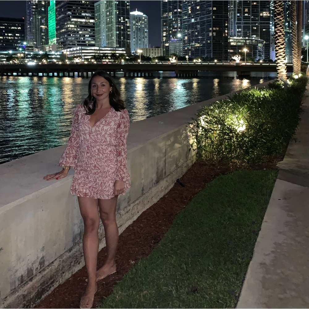 mini dress with red floral detail